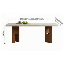 Load image into Gallery viewer, Alvarado Overhanging Sintered Stone Top With Wood Design Base Dining Table