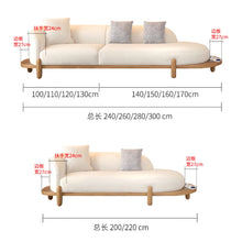 Muatkan imej ke dalam penonton Galeri, Laurie Japanese Cream Style Natural Wood Crescent Sofa