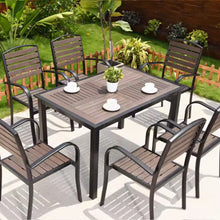 Muatkan imej ke dalam penonton Galeri, Leighton Wooden Metal Table Stackable Chairs Outdoor Furniture