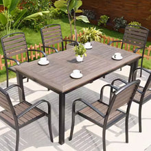 Muatkan imej ke dalam penonton Galeri, Leighton Wooden Metal Table Stackable Chairs Outdoor Furniture