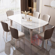 将图片加载到图库查看器,Flora Glossy Slate Designer Leg Dining Table 1.2m to 1.8m