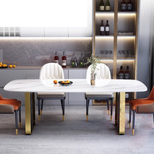 将图片加载到图库查看器,Quinn Celebrity Gold Leg Sintered Stone Dining Table 1.2m to 1.8m