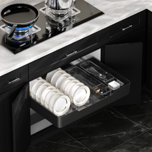 Muatkan imej ke dalam penonton Galeri, MIRAI Four Side Dish Basket With Undermount Soft Closing Slide - Dark Grey