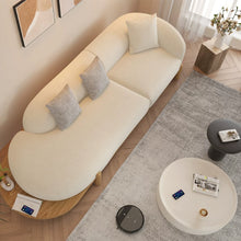 Muatkan imej ke dalam penonton Galeri, Laurie Japanese Cream Style Natural Wood Crescent Sofa