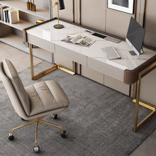 Muatkan imej ke dalam penonton Galeri, Mosley Italian Slate Saddle Leather Study Work Desk 1.2m to 1.8m