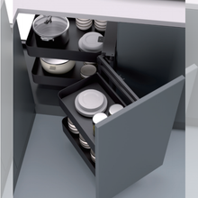 Muatkan imej ke dalam penonton Galeri, MIRAI Magic Corner Basket With Soft Closing Slide - Dark Grey