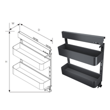 Load image into Gallery viewer, MIRAI Side Mounted Pull Out Basket With Undermount Soft Closing - Dark Grey