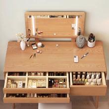 Muatkan imej ke dalam penonton Galeri, Oliwia Solid Wood Japanese Modern Dressing Table Set 0.8m to 1m