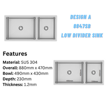 Load image into Gallery viewer, LEVANZO Low Divider Double Signature Sink