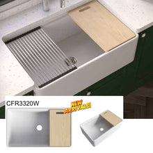 Load image into Gallery viewer, CAVARRO Fireclay Workstation Kitchen Sink CFR3320W CF332110WS