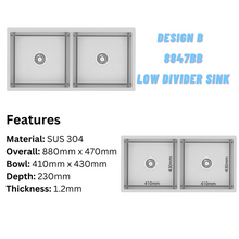 Load image into Gallery viewer, LEVANZO Low Divider Double Signature Sink