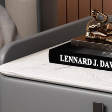 Muatkan imej ke dalam penonton Galeri, Sullivan Slate Top Minimalist PU Leather Bedside Table