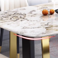 将图片加载到图库查看器,Quinn Celebrity Gold Leg Sintered Stone Dining Table 1.2m to 1.8m