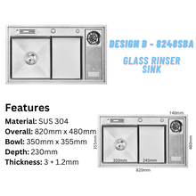 将图片加载到图库查看器,LEVANZO Glass Rinser Sink