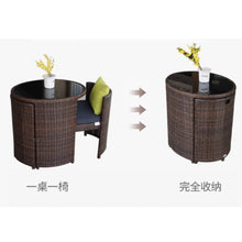 Muatkan imej ke dalam penonton Galeri, Leon Round Glass Top Rattan Compact Balcony Outdoor Furniture