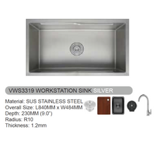 Load image into Gallery viewer, VULCANO SUS 304 Stainless Steel Workstation Sink VWS3319 VFS3322