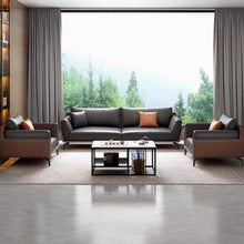 Muatkan imej ke dalam penonton Galeri, Cain Leather Sofa Coffee Table Office Lounge Furniture