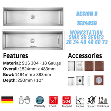 将图片加载到图库查看器,LEVANZO Workstation Sink SG Series 26 34 40 48 60 72