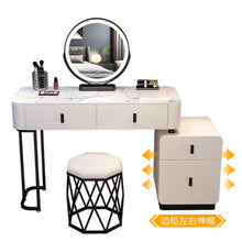Muatkan imej ke dalam penonton Galeri, Samara Glossy Marble Table Top With Gold Finish Dressing Table 0.8m to 1.2m