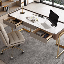 Muatkan imej ke dalam penonton Galeri, Mosley Italian Slate Saddle Leather Study Work Desk 1.2m to 1.8m