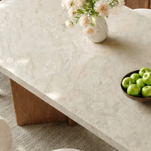 Load image into Gallery viewer, Alvarado Overhanging Sintered Stone Top With Wood Design Base Dining Table
