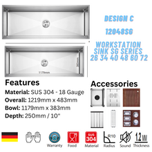 将图片加载到图库查看器,LEVANZO Workstation Sink SG Series 26 34 40 48 60 72