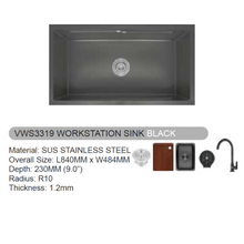 Load image into Gallery viewer, VULCANO SUS 304 Stainless Steel Workstation Sink VWS3319 VFS3322