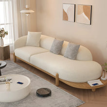 Muatkan imej ke dalam penonton Galeri, Laurie Japanese Cream Style Natural Wood Crescent Sofa