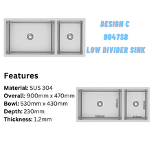 Load image into Gallery viewer, LEVANZO Low Divider Double Signature Sink