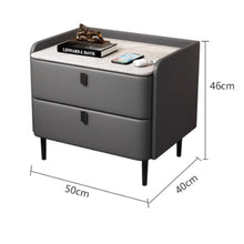 Muatkan imej ke dalam penonton Galeri, Sullivan Slate Top Minimalist PU Leather Bedside Table
