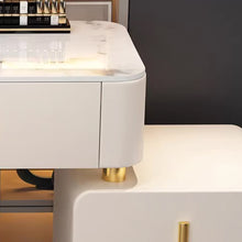 Muatkan imej ke dalam penonton Galeri, Samara Glossy Marble Table Top With Gold Finish Dressing Table 0.8m to 1.2m