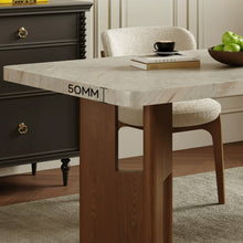 Load image into Gallery viewer, Alvarado Overhanging Sintered Stone Top With Wood Design Base Dining Table