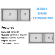 Load image into Gallery viewer, LEVANZO Low Divider Double Signature Sink