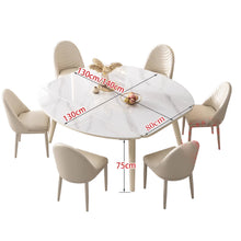 将图片加载到图库查看器,Delacruz Slate Top Round Extendable Dining Table 1.3m 1.4m