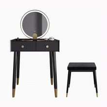 Muatkan imej ke dalam penonton Galeri, Carla Minimalist Glass Top Dressing Table Set 0.6m to 1.2m