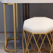Muatkan imej ke dalam penonton Galeri, Samara Glossy Marble Table Top With Gold Finish Dressing Table 0.8m to 1.2m