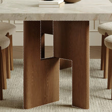 Load image into Gallery viewer, Alvarado Overhanging Sintered Stone Top With Wood Design Base Dining Table