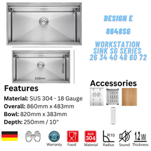 将图片加载到图库查看器,LEVANZO Workstation Sink SG Series 26 34 40 48 60 72