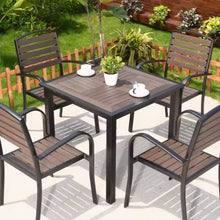 Muatkan imej ke dalam penonton Galeri, Leighton Wooden Metal Table Stackable Chairs Outdoor Furniture