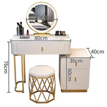 Muatkan imej ke dalam penonton Galeri, Samara Glossy Marble Table Top With Gold Finish Dressing Table 0.8m to 1.2m
