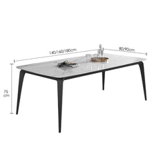 Muatkan imej ke dalam penonton Galeri, Torres Sintered Stone Slate Designer Slim Leg Dining Table 1.4m to 1.8m