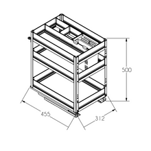将图片加载到图库查看器,MIRAI Three Layer Double Deck Basket With Undermount Soft Closing Slide - Dark Gery