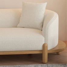 Muatkan imej ke dalam penonton Galeri, Laurie Japanese Cream Style Natural Wood Crescent Sofa