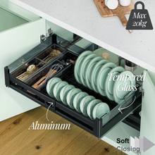 Load image into Gallery viewer, MIRAI Four Dish Basket With Undermount Soft Closing Slide - Dark Grey