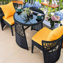 Muatkan imej ke dalam penonton Galeri, Arman Glass Top Round Rattan Balcony Outdoor Furniture