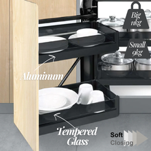 将图片加载到图库查看器,MIRAI Yoga Magic Corner Aluminium Basket With Soft Closing (Attach With Door)