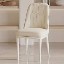 Muatkan imej ke dalam penonton Galeri, Levine Cushion PU Leather Cream Leg Dining Chair