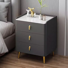Muatkan imej ke dalam penonton Galeri, Lawrence Gold 3 Drawers Bedside Table