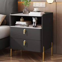 Muatkan imej ke dalam penonton Galeri, Obrien Slate Top Luxury Gold Bedside Table