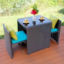 Muatkan imej ke dalam penonton Galeri, Clay Glass Top Rattan Compact Balcony Outdoor Furniture